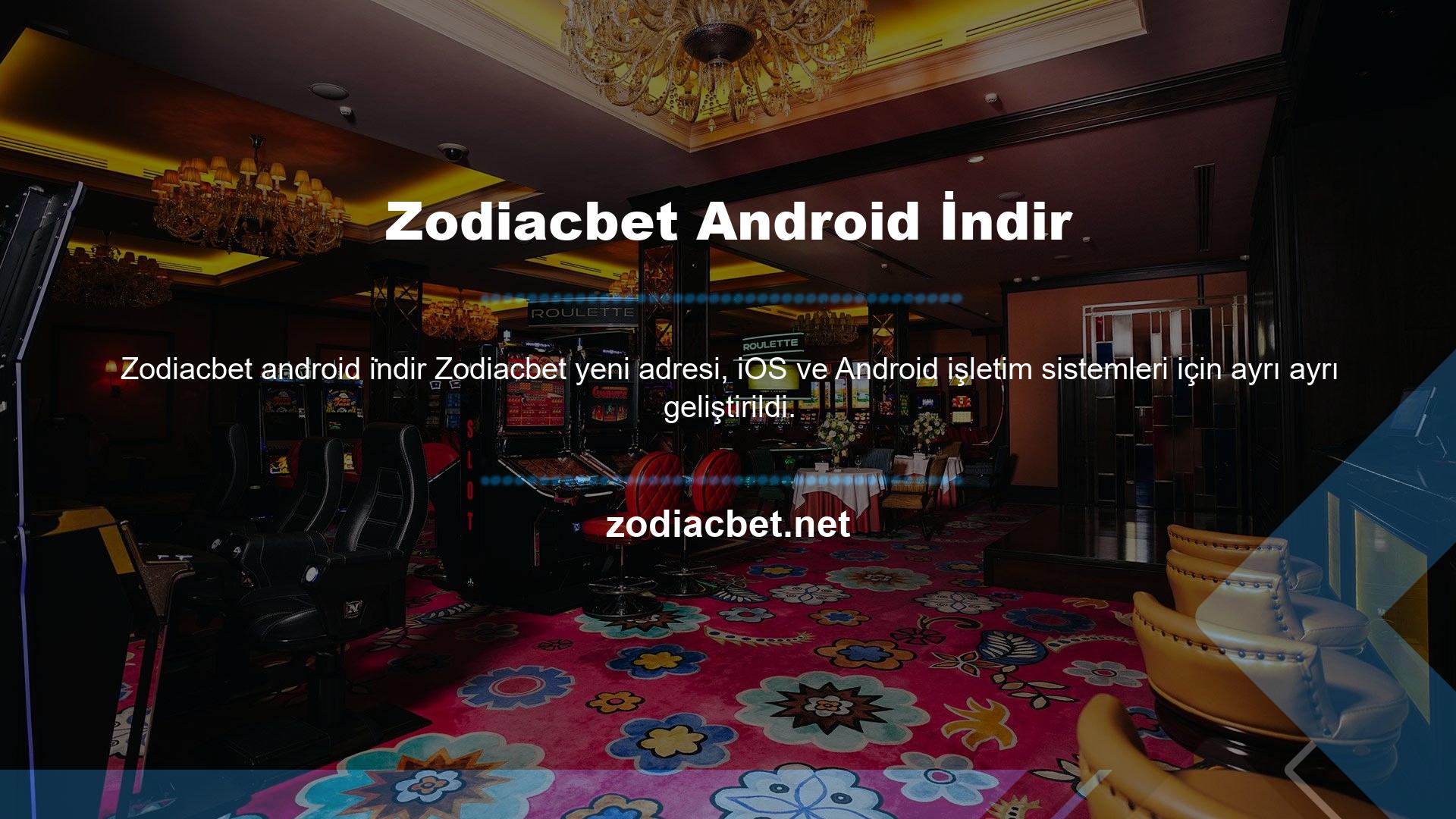 Zodiacbet Andorid indirme seçeneği, web sitesinden mobil cihazınıza içerik indirmenizi sağlar